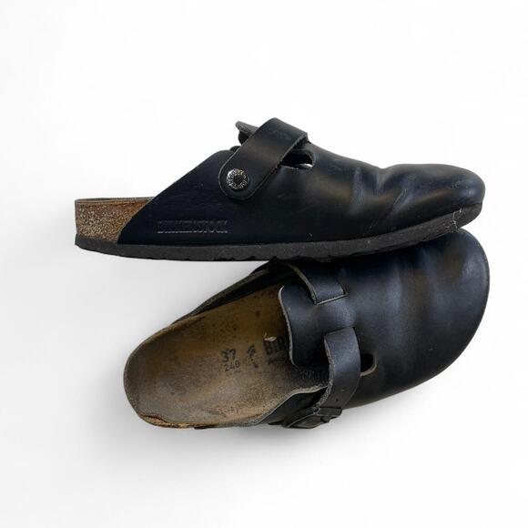 Black leather birkenstock boston clogs - Picture 4 of 5